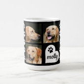 3 Foto Collage Dog Name Black and White Heart Koffiemok (Center)