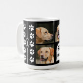 3 Foto Collage Dog Name Black and White Heart Koffiemok (Voorkant links)