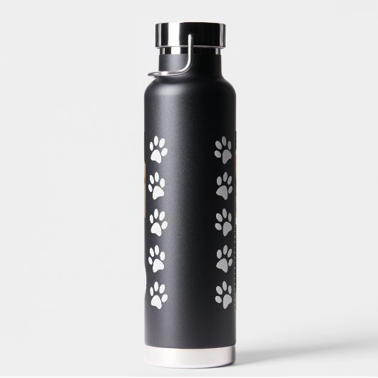 3 Foto Collage Dog Name Black and White Heart Waterfles (Rechts)