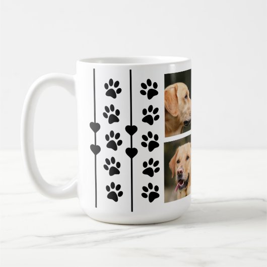 3 Foto Collage Dog Name Black Heart Koffiemok (Links)