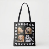 3 Foto Collage Dog Name Black Heart Tote Bag (Voorkant)