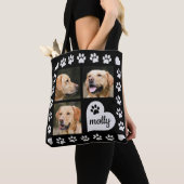3 Foto Collage Dog Name Black Heart Tote Bag (Dichtbij)