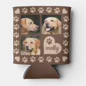 3 Foto Collage Dog Name Brown Heart Blikjeskoeler (Voorkant)