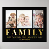 3 Foto Collage Familie Keepsake Zwart en Echt Folie Afdrukken (Voorkant)