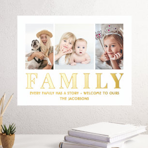 3 Foto Collage Family Keepomwille White en Gold Folie Afdrukken