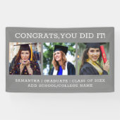 3 Foto Collage Gefeliciteerd Geslaagd Afstuderen G Spandoek (Horizontaal)