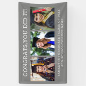 3 Foto Collage Gefeliciteerd Geslaagd Afstuderen G Spandoek (Verticaal)
