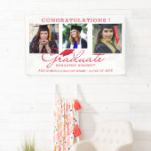 3 Foto Collage Gefeliciteerd Geslaagd Rood Wit Spandoek (Insitu)