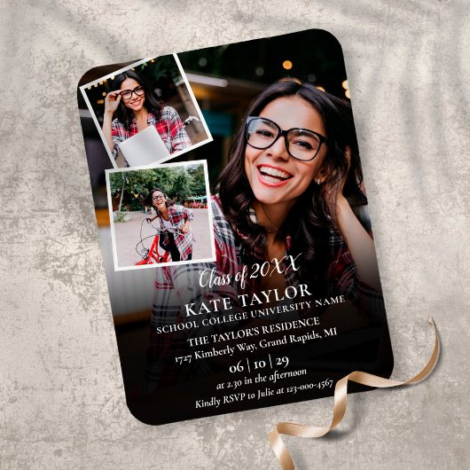 3 Foto Collage Graduation Party Invitation Magnet Magneet