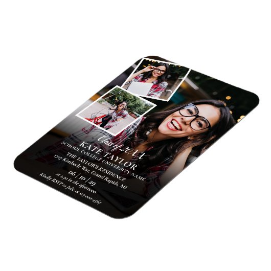 3 Foto Collage Graduation Party Invitation Magnet Magneet (Linkerzijde)