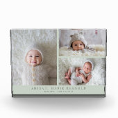 3 Foto Collage Groen Nieuwe Baby Keepsake (Voorkant)