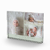 3 Foto Collage Groen Nieuwe Baby Keepsake (Rechts)