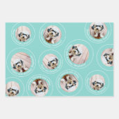 3 foto Collage Happy Birthday Circles roze blauw Inpakpapier Vel (Voorkant 2)