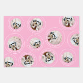 3 foto Collage Happy Birthday Circles roze blauw Inpakpapier Vel (Voorkant)