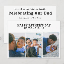 3 Foto Collage Happy Fathers Day Cookout Party Kaart