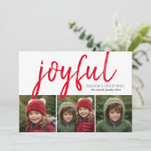 3 Foto collage - Joyful Season's Greetings Black Feestdagenkaart (Staand voorkant)