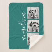 3 Foto Collage KAN achtergrondblauw bewerken Sherpa Deken (Voorkant)