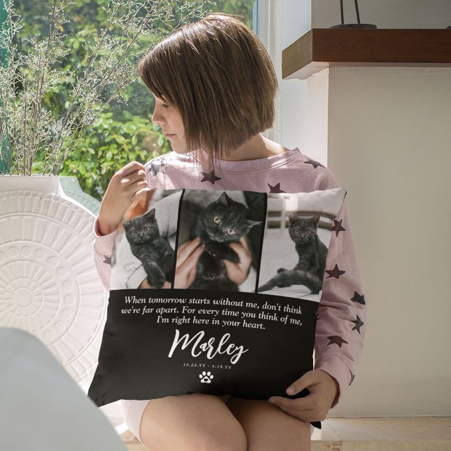3 Foto Collage Kat Pet Loss Memorial Kussen (Creator heeft geüpload)