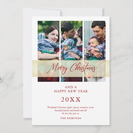 3 foto collage Kerst handgeschreven script  Kaart (Voorkant)