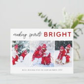 3 Foto Collage Kerst Kaart Spirits Bright (Staand voorkant)