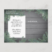 3 Foto Collage Kerstgroen & grijs hout Feestdagenkaart (Achterkant)