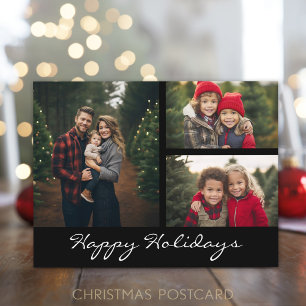 3 foto collage Kerstmis - zwart minimaal Feestdagenkaart