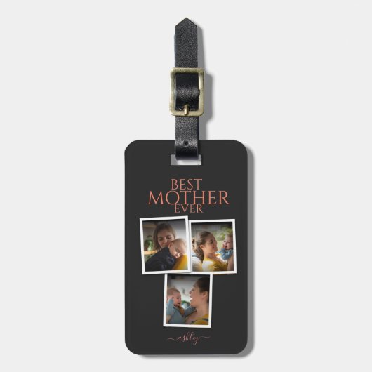 3 Foto Collage Mam Family Memorable Moederdag Bagagelabel (Voorkant verticaal)