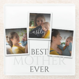 3 Foto Collage Mam Family Memorable Moederdag Glazen Onderzetter