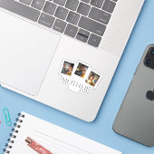 3 Foto Collage Mam Family Memorable Moederdag Sticker (Laptop met iPhone)
