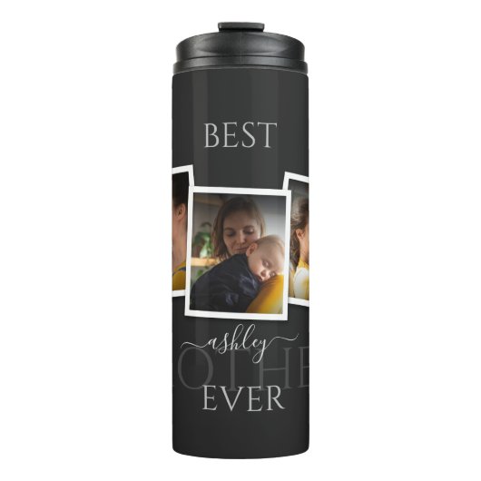 3 Foto Collage Mam Family Memorable Moederdag Thermosbeker (Voorkant)