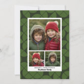 3 Foto-collage - MCM-boogpatroon kerstgroen Feestdagenkaart (Voorkant)