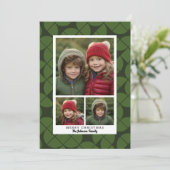 3 Foto-collage - MCM-boogpatroon kerstgroen Feestdagenkaart (Staand voorkant)