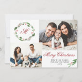 3 FOTO Collage Merry kerstgroet Feestdagenkaart (Voorkant)