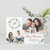 3 FOTO Collage Merry kerstgroet Feestdagenkaart (Staand voorkant)