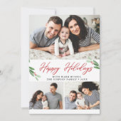 3 FOTO Collage Merry kerstgroet Feestdagenkaart (Voorkant)