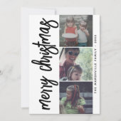 3 Foto Collage Merry Kerstmis - zwart wit Feestdagenkaart (Voorkant)