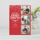 3 Foto Collage Merry kerstsnowflakes Feestdagenkaart (Staand voorkant)