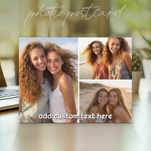 3 foto collage met 1 regel tekst briefkaart