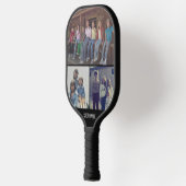 3 Foto collage met naam - zwart wit Pickleball Paddle (Links)