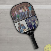 3 Foto collage met naam - zwart wit Pickleball Paddle