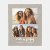 3 foto collage met script tekst - taupe wit fleece deken (Voorkant)