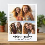 3 Foto collage met Script-tekst - zwart wit Briefkaart<br><div class="desc">Een leuke manier om herinneringen vast te leggen en te delen met vrienden. Voeg een horizontale foto,  2 vierkante foto's en uw favoriete titel toe om een cool cadeau voor vrienden te maken.</div>