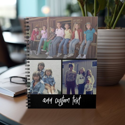 3 Foto collage met Script-tekst - zwart wit Notitieboek