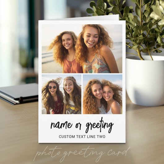 3 foto collage met scripttekst - zwart wit kaart