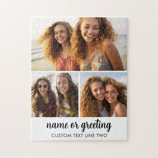 3 foto collage met scripttekst - zwart wit legpuzzel (Verticaal)