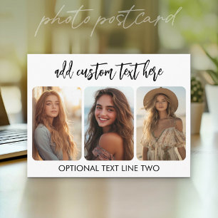 3 foto collage met trendy bounce script briefkaart