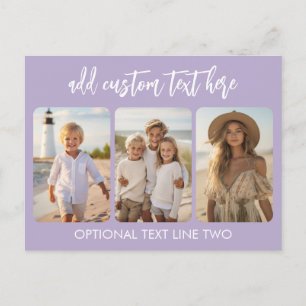 3 foto collage met trendy bounce script paars briefkaart