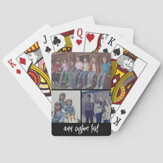 3 Foto collage met zwarte Script-tekst wit Pokerkaarten (Achterkant)