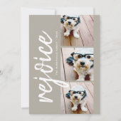 3 Foto Collage Minimale Rejoice Merry Kerstmis Feestdagenkaart (Voorkant)