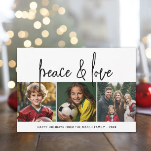 3 Foto Collage Mod Script Black White Peace Love Feestdagenkaart